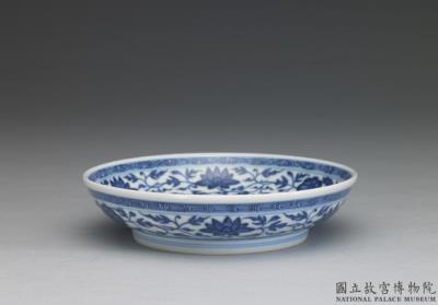 图片[2]-Dish with Indian lotus scrolls in underglaze blue, Qing dynasty, Qianlong reign (1736-1795)-China Archive